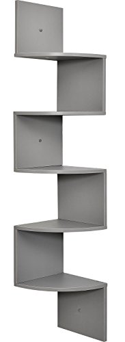 Product Cover Greenco 5 Tier Wall Mount Corner Shelves Gray Finish