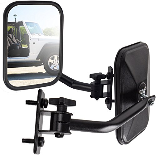 Product Cover OxGord Side Mirror Best for 1997-2018 Jeep Wrangler (Set of 2)(Driver & Passenger Side) Quick Release with Adjustable Arms - Rectangular, Black