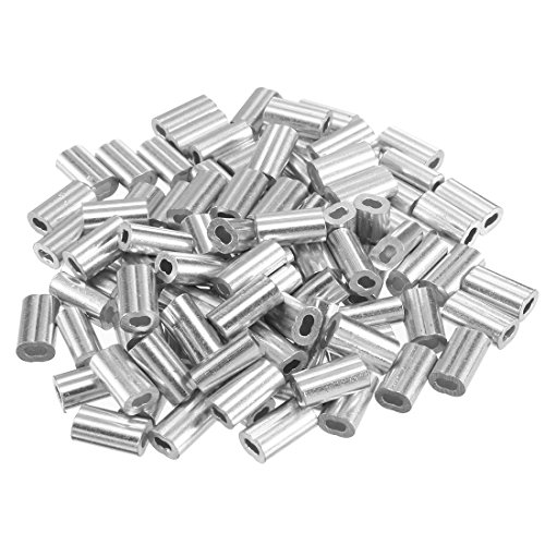 Product Cover uxcell 0.05 inch 1.2mm Diameter Wire Rope Aluminum Sleeves Clip Fittings Cable Crimps 100pcs