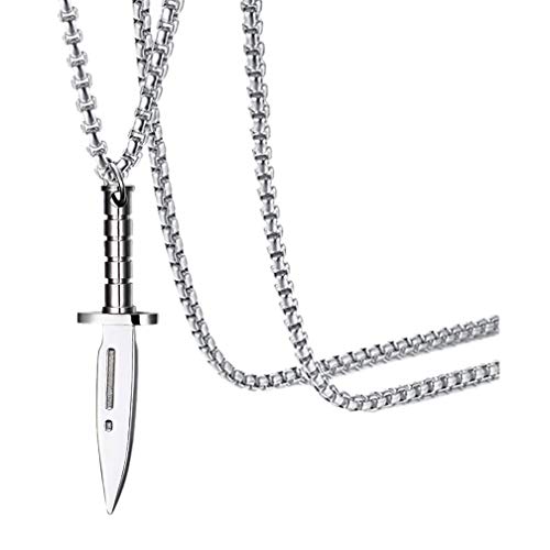 Product Cover Fusamk Fashion Titanium Steel Dagger Tag Pendant Knife Necklace