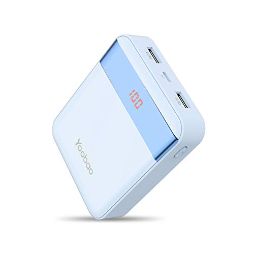 Product Cover Yoobao Portable Charger 10000mAh Power Bank Compact External Battery Pack 2 Input & 2 Output LED Display Powerbank Compatible with iPhone Xs/Xr/X/8, iPad, Samsung, Google, Oneplus and More - Blue