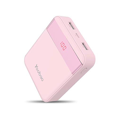 Product Cover Yoobao Portable Charger 10000mAh Power Bank Compact External Battery Pack 2 Input & 2 Output LED Display Powerbank Compatible with iPhone Xs/Xr/X/8, iPad, Samsung, Google, Oneplus and More - Pink