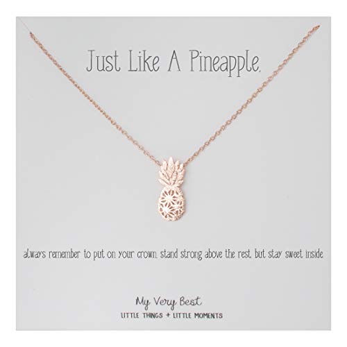 Product Cover My Very Best Dainty Pineapple Necklace Just Like a Pineapple, Always Remember to Put on Your Crown, Stand Strong Above The Rest, but Stay Sweet Inside. (Rose Gold Plated Brass)