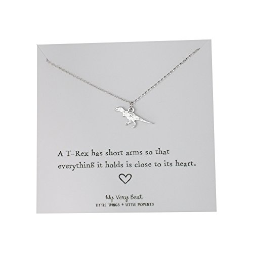 Product Cover My Very Best Tiny Cute Dinosaur T- Rex Necklace, Sweet Gift Necklace (Silver Plated Brass)