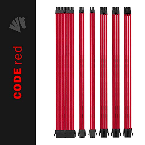 Product Cover Asiahorse Customization Mod Sleeve Extension Power Supply Cable Kit 18AWG ATX/EPS/8-pin PCI-E/6-pin PCI-E (red)