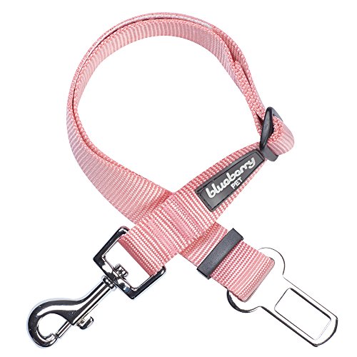 Product Cover Blueberry Pet Essentials 19 Colors Classic Dog Seat Belt Tether for Dogs Cats, Baby Pink, Durable Safety Car Vehicle Seatbelts Leads Use with Harness