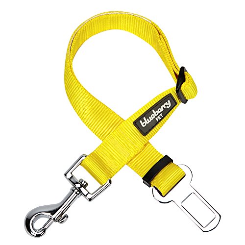 Product Cover Blueberry Pet Essentials 19 Colors Classic Dog Seat Belt Tether for Dogs Cats, Blazing Yellow, Durable Safety Car Vehicle Seatbelts Leads Use with Harness