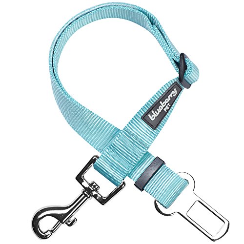 Product Cover Blueberry Pet Essentials 19 Colors Classic Dog Seat Belt Tether for Dogs Cats, Mint Blue, Durable Safety Car Vehicle Seatbelts Leads Use with Harness