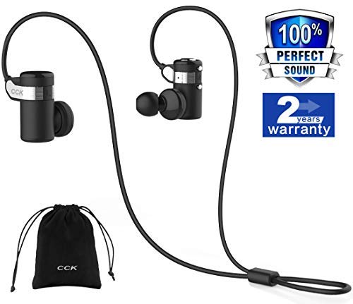 Product Cover CCK Bluetooth Headphones Wireless Earbuds Sports Best Running Earphones Hi-Fi Stereo Noise Cancelling Sweatproof for Gym Workout Exercising in Ear Headsets Computer iPhone Android (Black), S,M,L