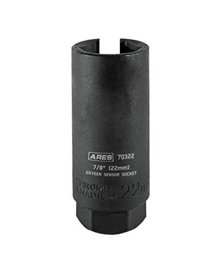 Product Cover ARES 70322-22mm (7/8-Inch) x 3/8-Inch Drive Oxygen Sensor Socket - 6-Point Slotted Design for Wire Gate Access - High Strength Chrome Vanadium Steel with a Manganese Phosphate Coating