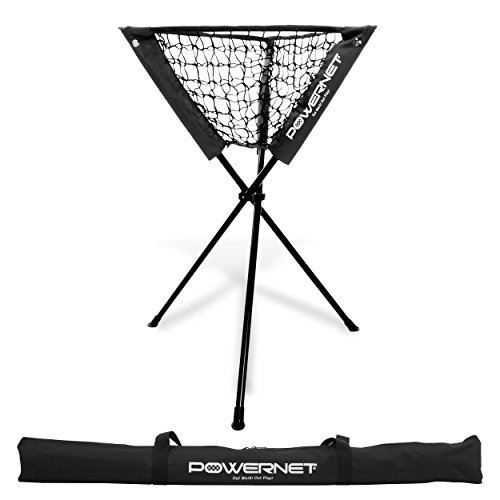 Product Cover PowerNet Baseball Softball Portable Batting Practice Ball Caddy (Black) | Use During Training and Drills | Save Your Back No More Bending | Holds up to 60 Baseballs | Instant Setup | Team Colors
