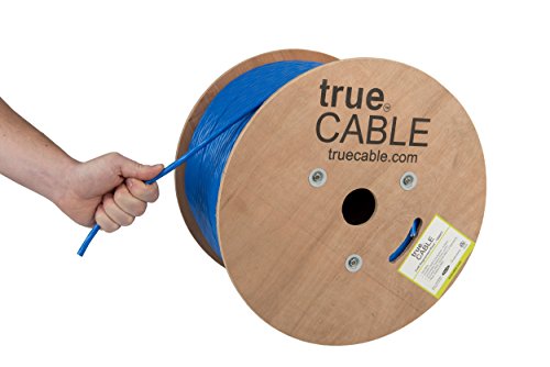Product Cover Cat6A Riser (CMR), 1000ft, Blue, 23AWG 4 Pair Solid Bare Copper, 750MHz, ETL Listed, Unshielded Twisted Pair (UTP), Bulk Ethernet Cable, trueCABLE