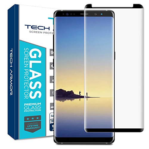 Product Cover Tech Armor 3D Curved Ballistic Glass Screen Protector for Samsung Galaxy Note 8, CASE-Friendly, (Black) [1-Pack]