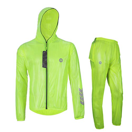 Product Cover Rockbros High Visibility Cycling Rain Jacket Men's Windproof Rain Coat Motocycle Raincoat Green