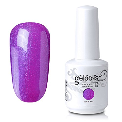 Product Cover Elite99 Soak-Off UV LED Gel Polish Nail Art Manicure Lacquer Pearl Hot Pink 252 15ml (200 - Medium purple)