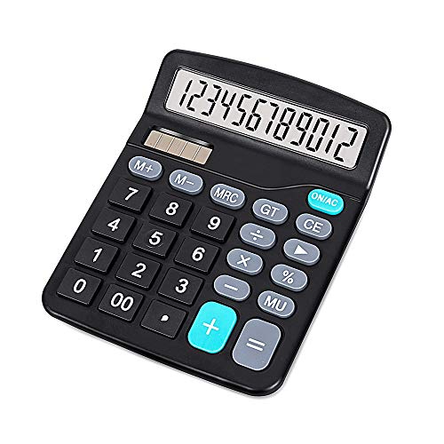 Product Cover Mookii M-25 Calculators, Ubidda Standard Function Electronics Calculator, 12 Digit Large LCD Display, Handheld for Daily and Basic Office, Black