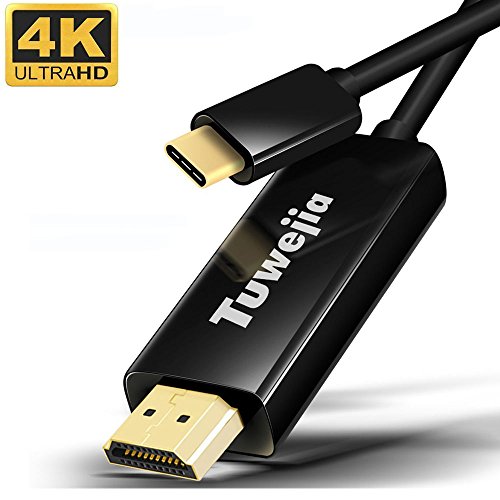 Product Cover USB C to HDMI Cable 6ft, Tuwejia USB 3.1 Type C (Thunderbolt 3 Port) to 4K 60Hz HDMI (2.0/1.4) Cable Adapter for MacBook pro,MacBook Air 2018/2019, Ipad Pro 2018/2019, iMac,Samsung Galaxy S9/S10