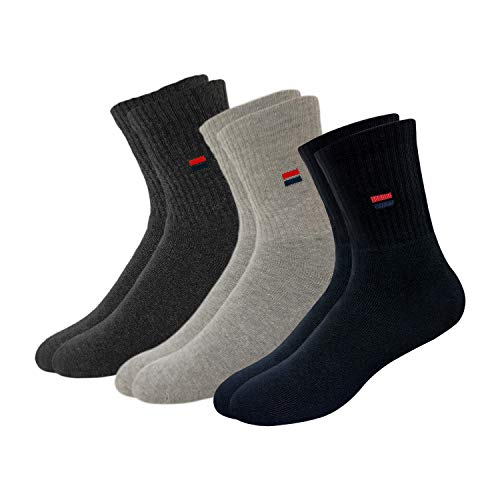 Product Cover NAVYSPORT Men's Cotton Solid Mid Calf Length Socks (Black and Grey, Free Size) Pack of 3