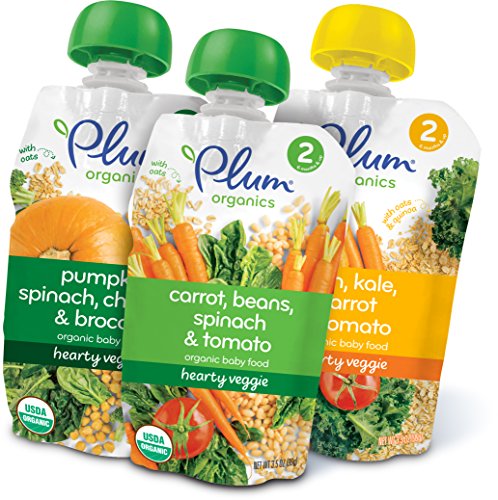 Product Cover Plum Organics Hearty Veggie, Organic Baby Food, Variety Pack, 3.5 Ounce Pouch (Pack of 18)