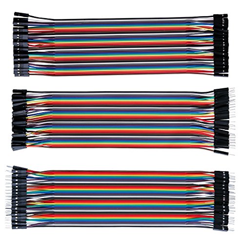 Product Cover Multicolored Breadboard Dupont Jumper Wires - ALLUS J7011 120Pcs 3in1 Ribbon Cables Kit, Male to Male (M/M), Female to Female (F/F), Male to Female (M/F) for Arduino and Raspberry Pi