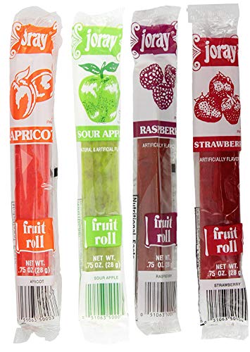 Product Cover Joray Fruit Roll Variety Pack! Apricot, Strawberry, Raspberry, Sour Apple.75 Oz Fruit Leather (Total of 24 Fruit Leathers)