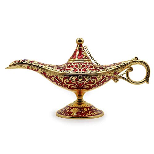 Product Cover AVESON Classic Vintage Collectable Rare Legend Aladdin Magic Genie Costume Lamp Home Table Decoration & Gift, Golden Red