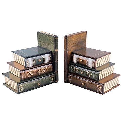 Product Cover Fasmov Books Wood Bookends with Desktop Organizer Drawer Units, Set of 2