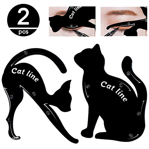 Product Cover TailaiMei 2 Pcs Cat Eyeliner Stencils, Matte PVC Material Smoky Eyeshadow Applicators Template Plate, Cat Shape Eye liner & Eye Shadow Guide Template Tool