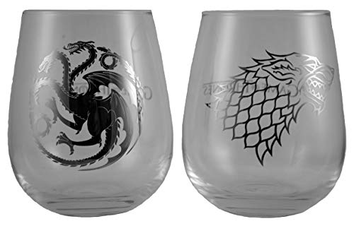 Product Cover Game of Thrones Collectible Wine Glass Set (House Stark & House Targaryen)