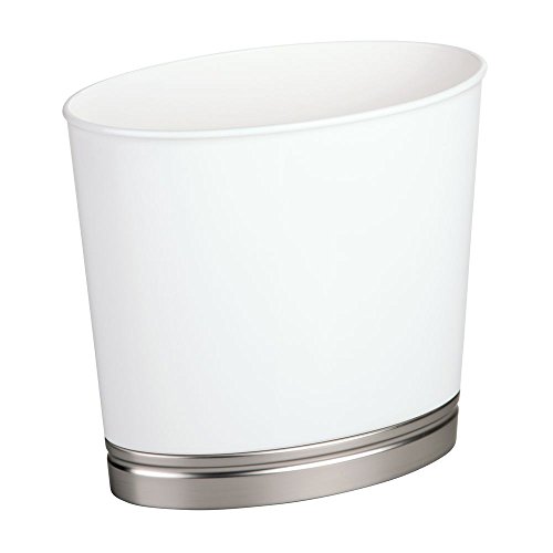 Product Cover iDesign York Plastic Oval Waste Basket Trash Can for Bathroom, Kitchen, Office, Bedroom, 10.9
