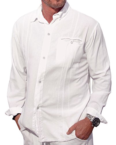 Product Cover M&B USA Cotton White Long-Sleeve Button Loop Closure Pocket Organic Embroidered Button Down Shirt