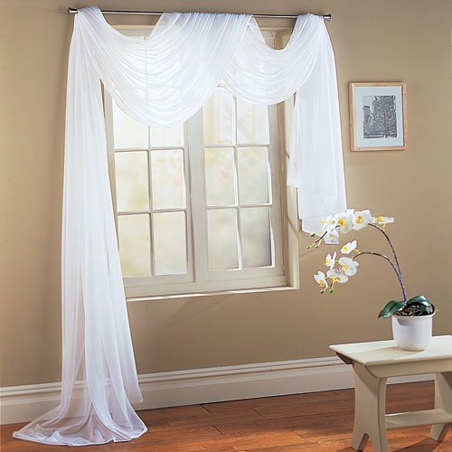 Product Cover Luxury Discounts Beautiful Elegant Solid Sheer Scarf Valance Topper Long Window Treatment Scarves (55