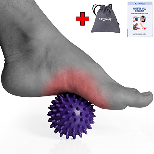 Product Cover STURME Massage Ball Spiky Deep Tissue Foot, Back, Plantar Fasciitis & All Over Body Deep Tissue Muscle Therapy - Includes Free Tutorial Holder Ball Bag (Purple)