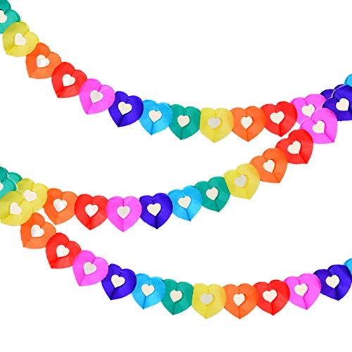 Product Cover Party Supplies Favors Banners Garland for Kids Party, Colorful Rainbow Tissue Paper Decorations Heart Shape