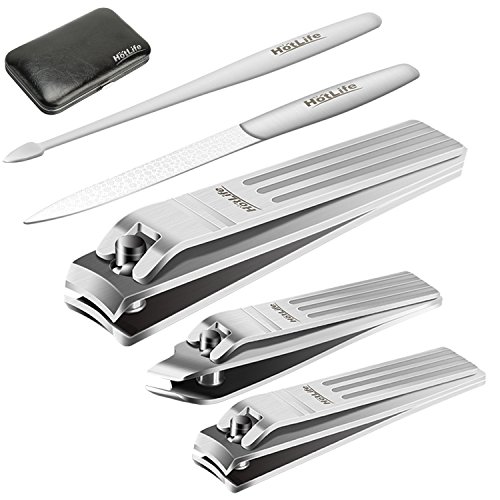 Product Cover HotLife Nail Clipper Set - Fingernail and Toenail Sharp Clipper Cutter, 5PCS Pedicure & Manicure Set, Professional Stainless Steel Nails Kit With Deluxe Travel Case