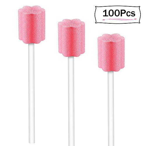 Product Cover 100PCS Disposable Mouth Swabs Sponge - Unflavored & Sterile Oral Swabs Dental Swabsticks for Mouth Cleaning