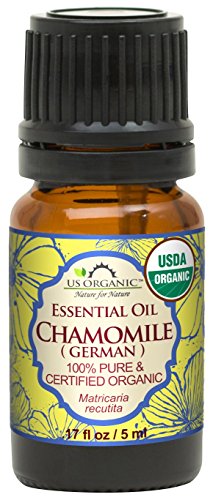 Product Cover US Organic 100% Pure Chamomile (German) Essential Oil - USDA Certified Organic, Steam Distilled - W/Euro Dropper (More Size Variations Available) (5 ml / 1/6 fl oz)