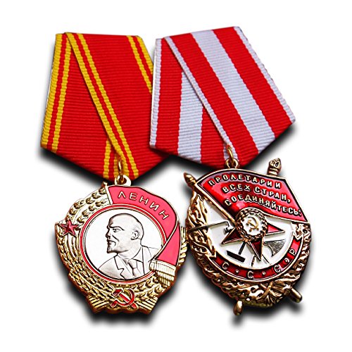 Product Cover Trikoty Order of Lenin + Order of The Red Banner Set - Highest Soviet Military Medal Award for Exemplary Service Antique Reproduction USSR Soviet Gift