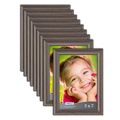 Product Cover Icona Bay 5x7 Picture Frame (12 Pack, Hickory Brown), Photo Frame 5 x 7, Composite Wood Frame for Walls or Tables, Set of 12 Lakeland Collection