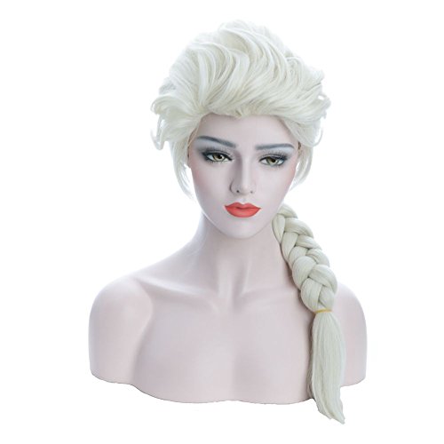 Product Cover Karlery Adult Women's Long White Gold Beige Braided Fashion Wig Halloween Cosplay Wig Costume Party Wig