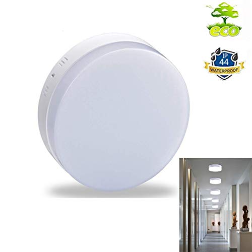 Product Cover W-LITE 12W LED Closet Ceiling Light Fixture-IP44 Waterproof Round Flush Surface Mount Lighting for Porch, Corridor, Hallway, Stairwell, Wet Location 5000K Cool White