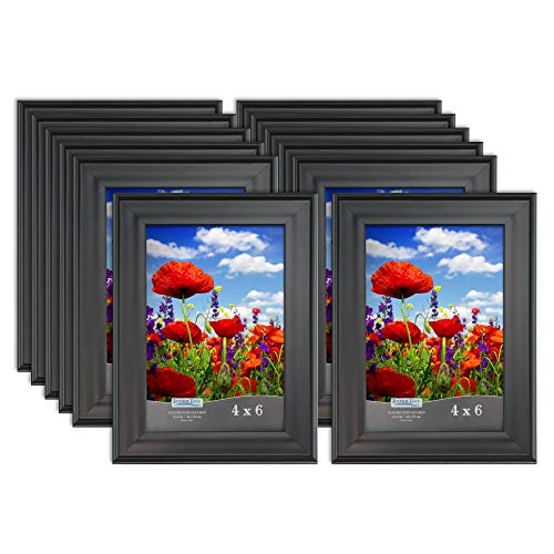 Product Cover Icona Bay 4x6 Picture Frame (12 Pack, Black), Black Bulk Photo Frame 4 x 6, Wall Mount Hangers and Table Top Easel, Display Horizontally or Vertically, Set of 12 Allure Collection