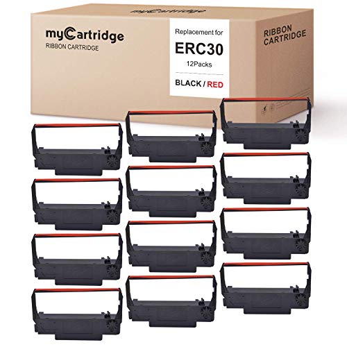 Product Cover myCartridge ERC30 ERC-30 ERC 30 34 38 B/R Compatible with Ribbon Cartridge for use in ERC38 NK506 (Black Red, 12-Pack)