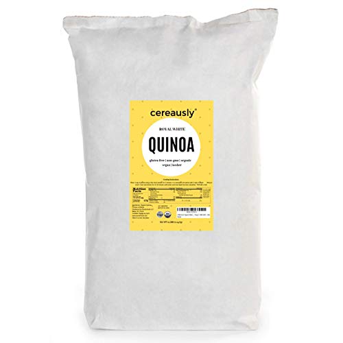 Product Cover CEREAUSLY Organic White Quinoa in Bulk | 25 Lb | Restaurants | Wholesale | Bolivian | Royal | NON-GMO | Kosher | Gluten-Free | Vegan