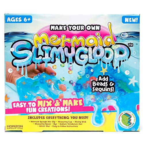 Product Cover Slimygloop Make Your Own Mermaid DIY Slime Kit by Horizon Group Usa, Mix & Create Stretchy, Squishy, Gooey, Putty Slime, Sparkling Spangles & Clear Beads Included, Blue