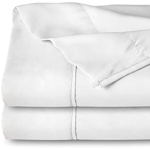 Product Cover Bare Home Flat Top Sheet Premium 1800 Ultra-Soft Microfiber Collection - Double Brushed, Hypoallergenic, Wrinkle Resistant, Easy Care (Twin/Twin Extra-Long - 2 Pack, White)