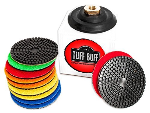 Product Cover TUFF BUFF - Wet/Dry Diamond Polishing Pads - 11 Piece Set with Rubber Backer for Granite, Stone, Concrete, Marble, Travertine, Terrazzo- 4