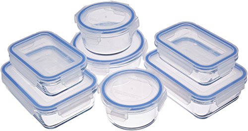 Product Cover AmazonBasics Glass Locking Lids Food Storage Containers, 14-Piece Set