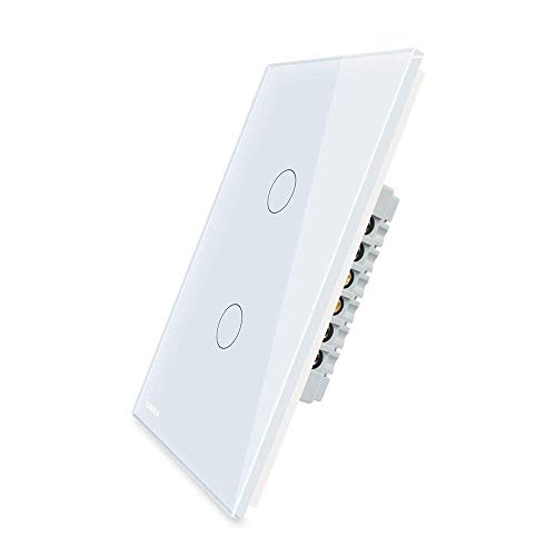 Product Cover LIVOLO Light Switch,Tempered Glass Panel Touch Light Switch 2 Gang 1 Way with Indicator Light, US Standard Modern Wall Touch Switch,Single Pole Switches，Suitable for 1 Gang Wall Box,C502-11