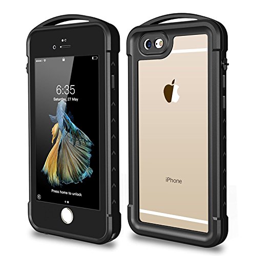 Product Cover SNOWFOX iPhone 6 / 6s Waterproof Case, Outdoor Underwater Full Body Protective Cover Snowproof Dustproof Rugged IP68 Certified Waterproof Case for Apple iPhone 6 / 6S (Black)